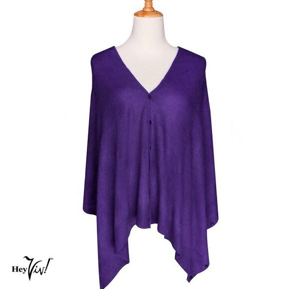 Purple Button Shawl Shrug Wrap 60"x22" Versatile Stylish Layering Piece –Hey Viv - Picture 3 of 7